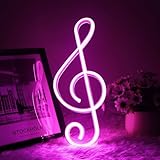 AOOTE Musik Leuchtreklame,Musiknoten förmiges Neonlicht,Musik LED Neonschilder für Wanddekor,USB und Batterie betrieben,Musikalische Neon Lights für Bar, Musik Party, Studio (Rosa)