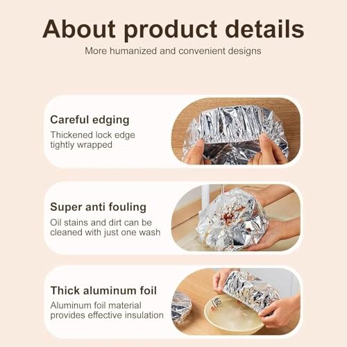 Image of Food Grade Aluminum Foil Elastic Paper 10 PCS | Adjustable Airtight Bowl Cover for Food Storage | Reusable Fresh-Keeping Covers for Kitchen, Cooking & Baking