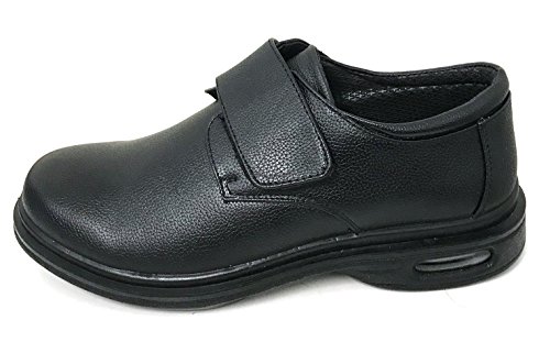 K02S Mens Comfort Loafers Slip and Oil Resistant Air Cushion Slip-On Restaurant Work Shoe, Black2