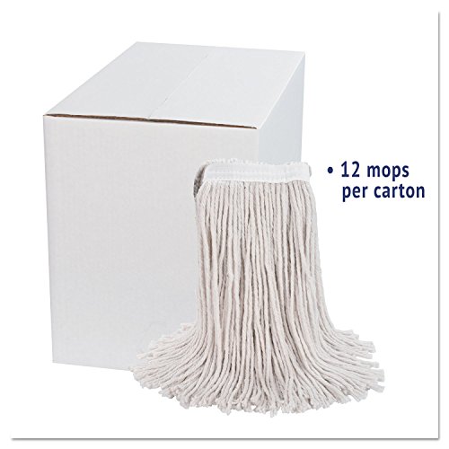 Image of Boardwalk Premium Cut-End Wet Mop Heads, Cotton, 24oz, White, 12 /carton