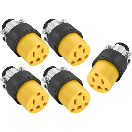 5-Pack Heavy Duty Electrical Plug Replacement End – 15A, 125V Grounded 3-Prong Female Replacement End, NEMA 5-15R