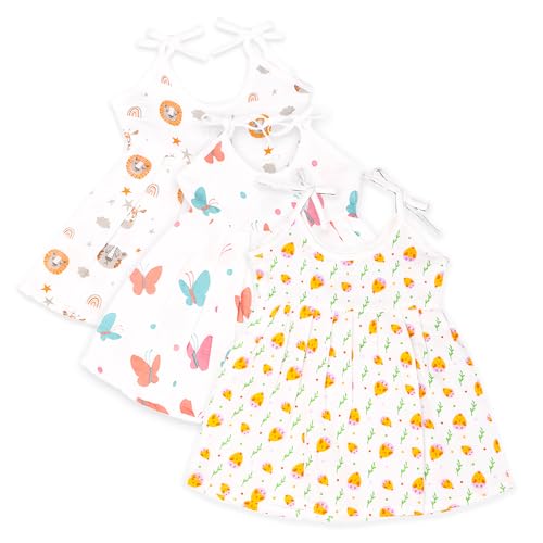 Image of Kidbea Baby Girl Dresses | Muslin Frock for Girls Summer Wear | Soft Breathable Cute Printed Frock with Tie-Up Closure