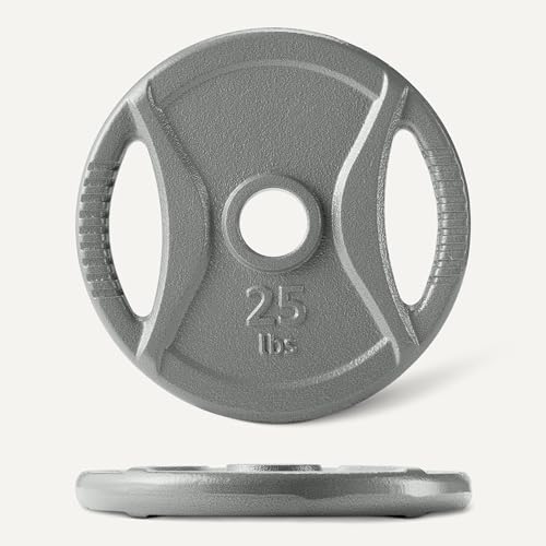 Image of Amazon Basics 2-Inch Olympic Grip Weight Plates, Cast Iron, for Powerlifting, CrossFit & Strength Training