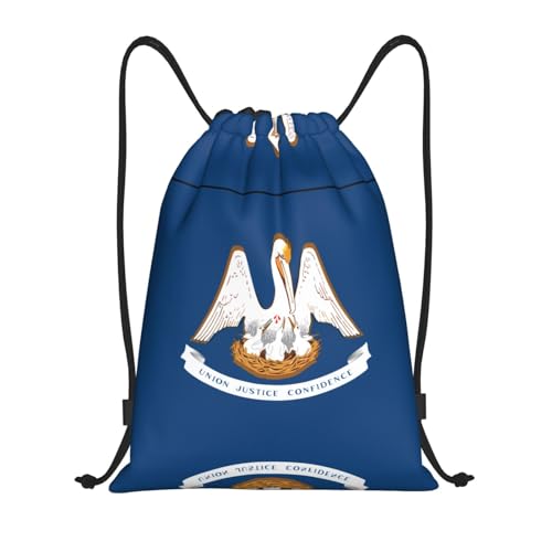 Medium Drawstring Bag - Sport Louisiana State Flag Print Sackpack for Yoga, Dance, Travel, Hiking - Lightweight Storage