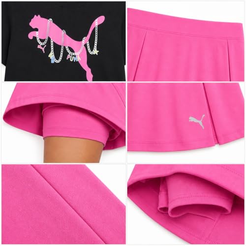 Image of PUMA Girls Athletic Skort Set - 2 Piece Workout Set Active Skirt with Shorts & Short Sleeve T-Shirt Girls Athletic Outfit
