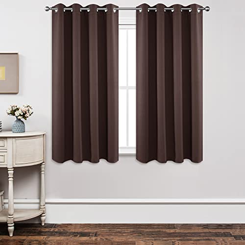 Image of Joydeco Blackout Curtains 63 Inch Length 2 Panels Set, Thermal Insulated Long Curtains& Drapes 2 Burg, Room Darkening Grommet Drapes for Living Room Bedroom Window (W52 x L63 Inch, Chocolate)