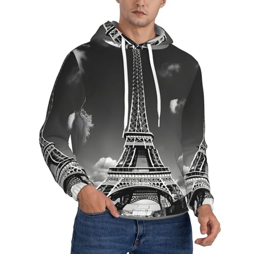 Sweat à capuche Tour Eiffel homme coton épais contre le froid