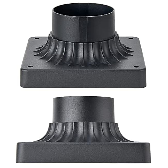 Pier Mount Base 2 Pack,Cast Aluminum Outdoor Post Light Adapter for Deck Porch Patio in Matter Black Finish 5.6 W*5.6 L