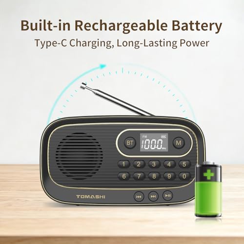 Radio FM portable Bluetooth avec autonomie Type-C et lecture micro SD - 3