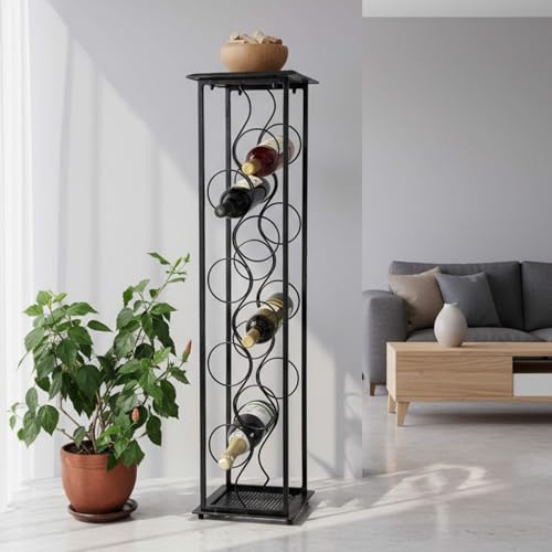 DanDiBo Weinregal Metall Schwarz Stehend Flaschenregal 100 cm Oktave Modern Wine Rack Weinständer Weinflaschenregal