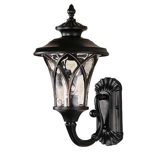 Chao Zan Lampada da parete esterna alluminio,impermeabile IP55, lampada da parete con zoccolo E27. Perfetta per balconi, portici o terrazze, giardino, lampadine non incluse. (A)