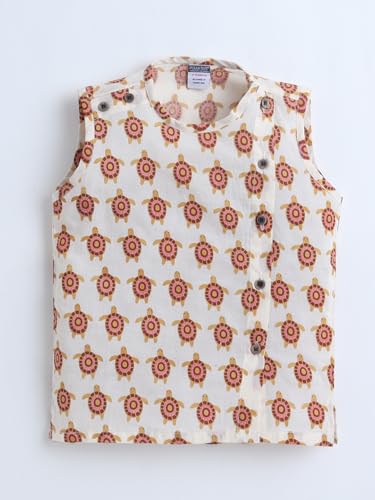 Image of POLKA TOTS Pure Cotton New Born Dress | Ultra-Soft, Breathable & Lightweight Sleeveless Jhabla Pant Set for Baby Boys & Girls | Baby Summer Clothes | Traditional Jabla & Pyjama Set for Newborns