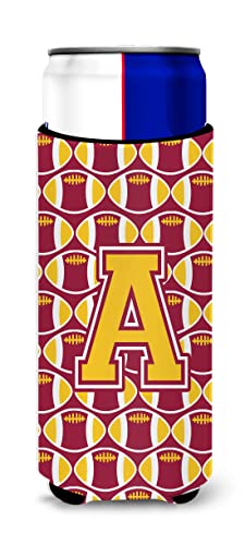 Letter A Football Maroon and Gold Ultra Beverage Insulators for slim cans CJ1081-AMUK