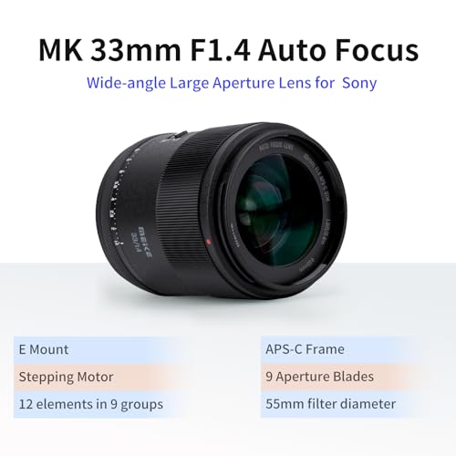 Meike 33mm F1.4 Wide Angle APS-C AF STM Lens Auto Focus Fixed Prime Lenses for Sony E Mount Mirrorless Cameras ZV-E10 ZVE10 II A6600 A6400 A5000 A5100 A6000 A6100 A6300 A6500 A6700