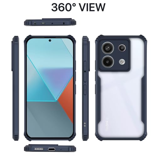 Image of Outlouders Back Cover for Redmi Note 13 5G | Ultra Hybrid Transparent | Full Camera Protection | Raised Edge | Crystal Clear Bumper Case (Blue)