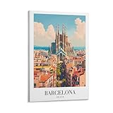 Barcelona - Lienzo decorativo para pared, diseño retro europeo, para sala...