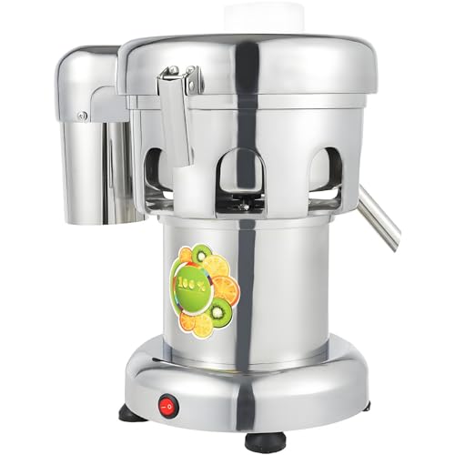 PioMue Extractor de zumos Comercial, exprimidor centrífugo eléctrico de Acero Inoxidable de Alta Resistencia de 370 W, separación automática de Zumo y residuos, bajo Nivel de Ruido, exprimidor