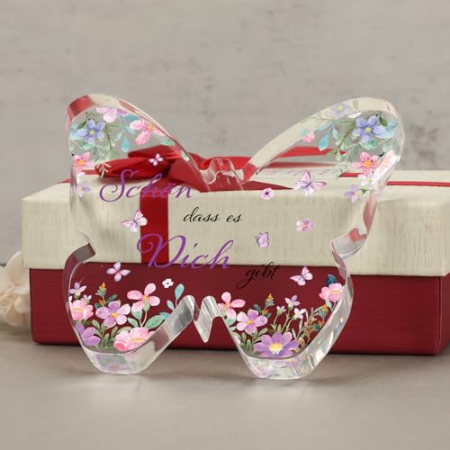 Blumuze Geschenke für Frauen,Schmetterlingsförmig Acryl Dekoschild Geburtstagsgeschenk für Frauen, Geschenk für Beste Freundin Mama Oma Geburtstag Muttertag Hochzeitstag Weihnachten