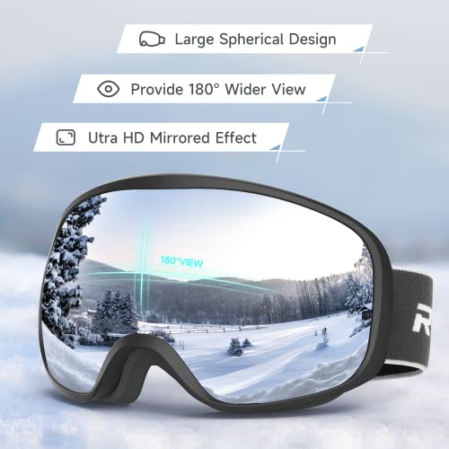RIOROO Ski Goggles, Skiing Goggles For Snowboard Jet Snow 100% UV Protection - Image 3