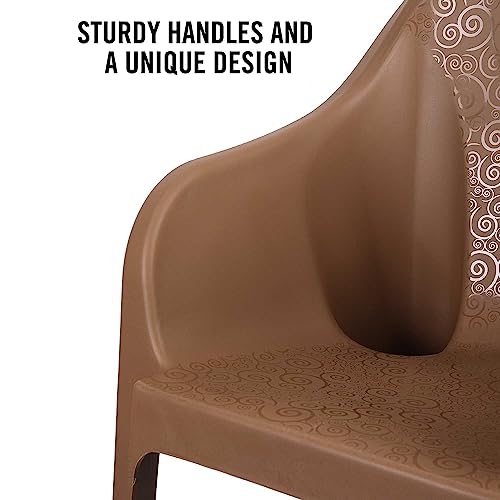 Image of Cello Dynamo Plastic Chair (Set of 2) (Brown) | Strong and Durable | Easy to Clean | Chair for Living Room, Bed Room, Kitchen, Office Room, Outdoor | 3 Years Warranty