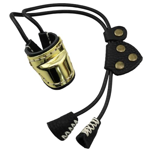 SQXBK Brass Leather Finger Guard 1.26x1.5in Leather Thimble Outdoor Archery Equipment Traditional Archery Release Accessories Black