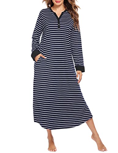 Ekouaer Women's Long Nightgown Botton Down Sleep Dress...