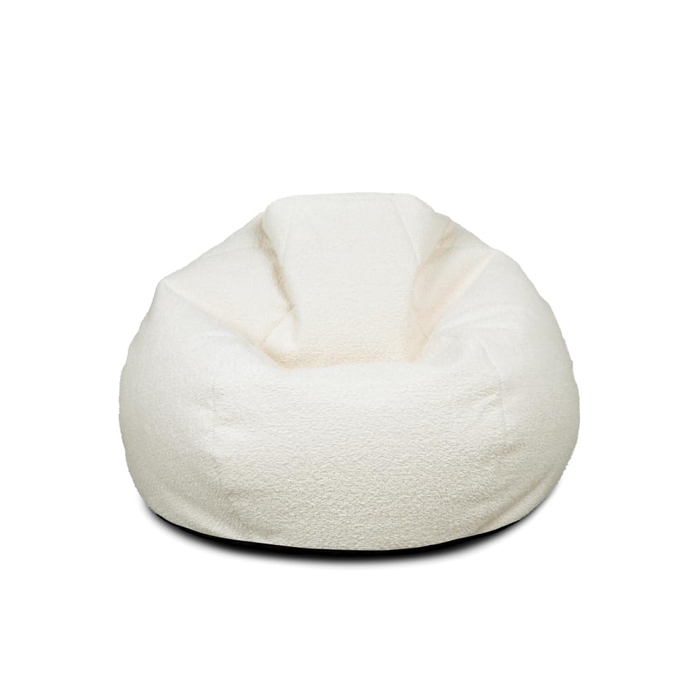 Bags of Beans Boucle Extra Large Pre-Filled Adult Bean Bag Chair - Oatmeal