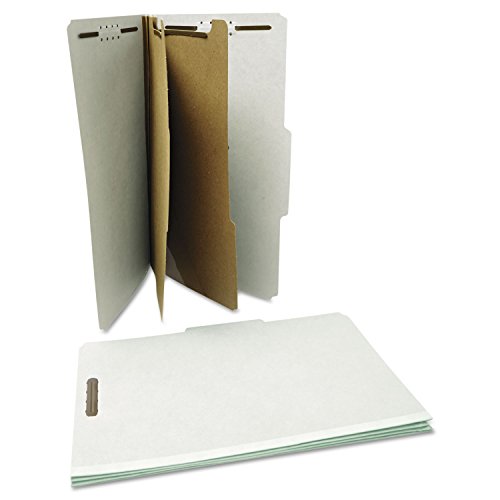 Universal 10282 Pressboard Classification Folder, Legal, Six-Section, Gray, 10/Box - Thumbnail 3