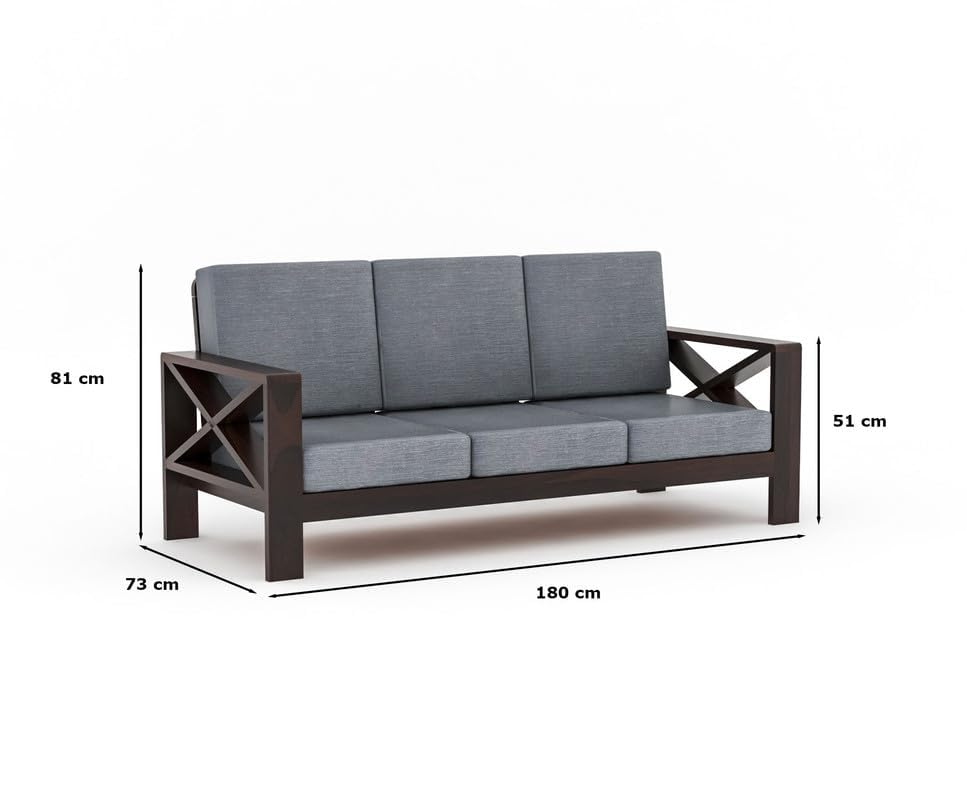 Image of Sheesham Solid Wood 7 Seater Sofa Set for Living Room(7 Seater) (Walnut)