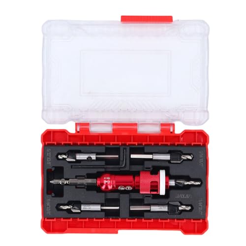 RASTKY Jeu de Forets à Fraiser Kit D'outils Professionnels de Butée de Profondeur Réglable pour le Travail du Bois, L'acier, 5 Pièces pour des Joints et des Finitions Efficaces