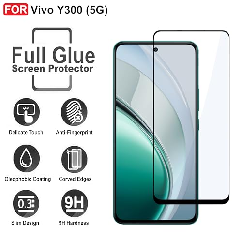 Image of CEDO Tempered Glass for Vivo Y300 (5G) | Screen Protector Full HD Quality Tempered Glass Anti-Scratch Edge to Edge Coverage with Easy Installation Kit (Black)