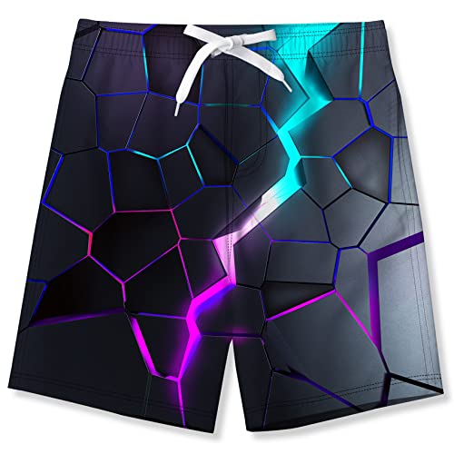 Image of Fanient Boy's 3D Lava Crack Print Swim Trunk Kids Sports Wear Surfing Swim Shorts Beach Pants 14-16 Years