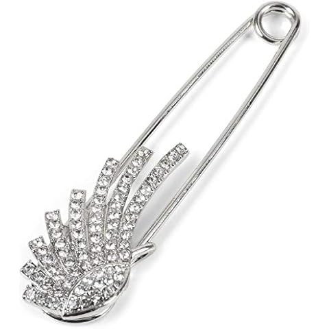 styleBREAKER Women Decorative pin with Rhinestone Wing for Ponchos, Shawls or Scarves, Safety pin, 05050085, Color:Silver Cover