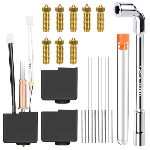 #VerdientProvisionen<br>Kobra 3 Hotend Kit Kompatibel mit Kobra 3/Kobra 3 Combo | mit 8x 0 4mm Messingdüsen Düsen Schlüssel 10 Reinigungsnadeln 2 Silikon Schutzhüllen | Heißend Set für 3D Drucker