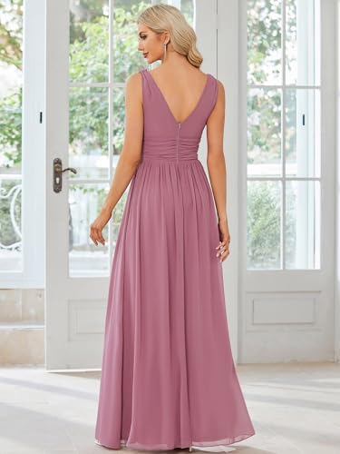 Image of Ever-Pretty Womens Bridesmaid Dress V-Neck Sleeveless A Line Chiffon Floor Length Formal Dress 09016