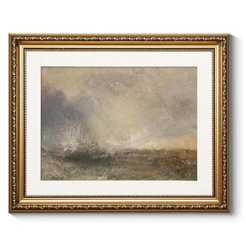 ARPEOTCY Vintage Gold Framed Wall Art, Nature Storm Seascape Prints,13x16In