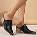 Beast Fashion Women's Knotted Mule Western Mule Stacked Block Heels Mules Comfort Pointed Toe Slip on Slides Loafer Shoes, Black,8