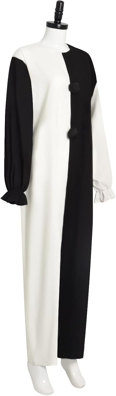 Miniatura 2 de Disfraz de Terrifier para adultos, diseño de máscara de payaso, overol blanco y negro con traje para la cabeza para Halloween