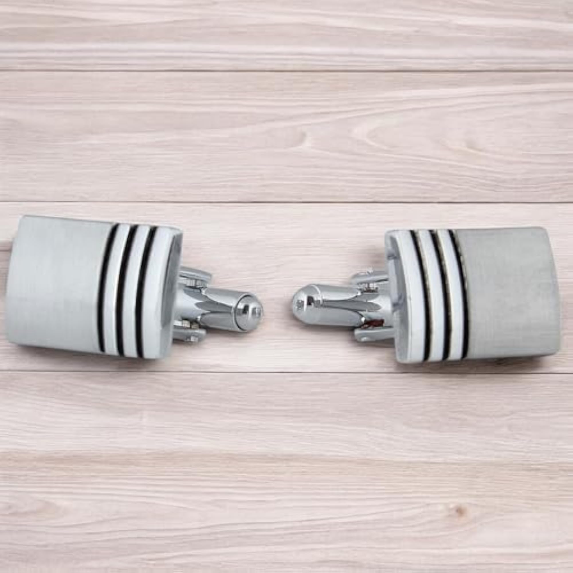 Men's Silver Rectangle Cufflinks with Classic Finish