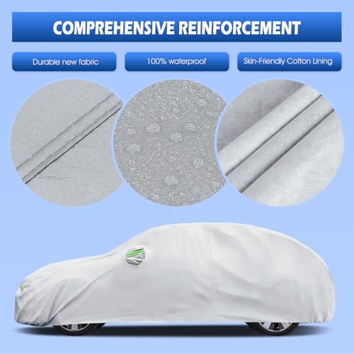 Image of Car Cover Custom Fit for Volkswagen Beetle 2 Door 1998-2019, Migaven Waterproof Full Exterior Cover Sun Rain Protection with Door Zipper and Cotton Lining