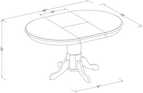 Miniatura 6 de East West Furniture POPL7-SBR-C - Juego de muebles de comedor de 7 piezas consta de una mesa de cocina ovalada con hojas de mariposa y 6 sillas
