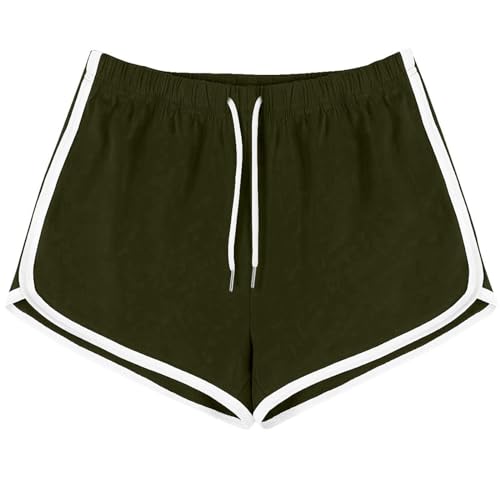 Athletic Shorts for Women 2024 Casual Summer Drawstring Workout Gym Sports Shorts Lounge Dolphin Short Yoga Pants Women Workout Shorts Army Green S