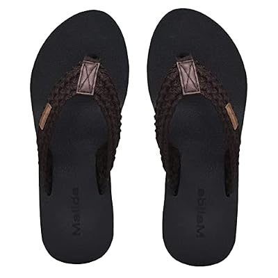 MALIDA Womens Wedge Arch Support Flip Flops Cushion Soft Rubber Midsole Platform Thong Sandals with Rubber Sole
