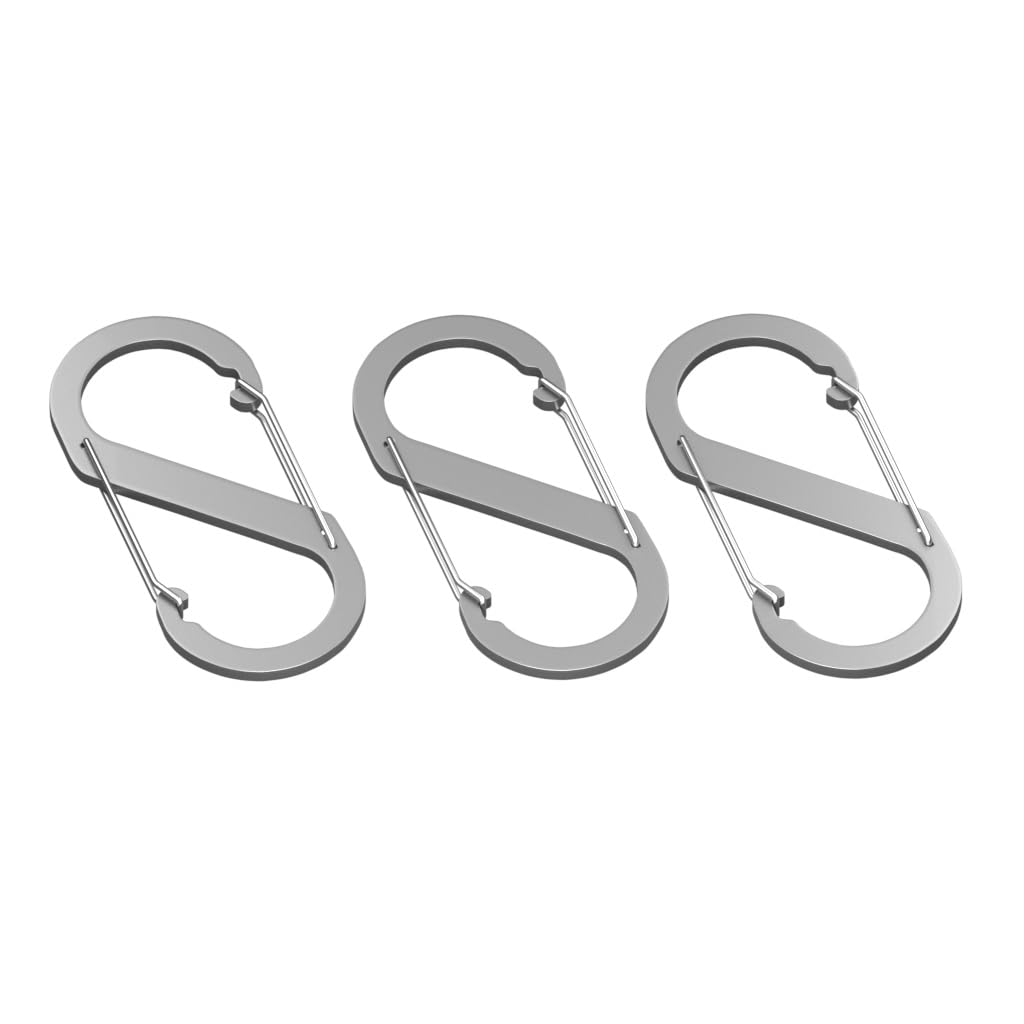 Moschettone in alluminio a forma di S, 88 mm x 40 mm, set da 3, leggero, per campeggio ed escursionismo