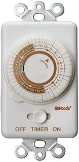 Woods 59745WD in-Wall 24-Hour Mechanical Timer That Converts A Wall Light Switch to Timer (White)