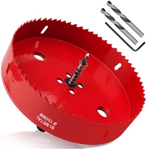 Yeepeo Lochsäge 155mm, Universal HSS M42 Bi-Metall Lochsägen 1 Stück | Lochkreissäge mit Sechskant-Schaft und Bohrer Lochbohrer Set, Bohrkrone für Holz, Rigips, Trockenbau, Kunstst