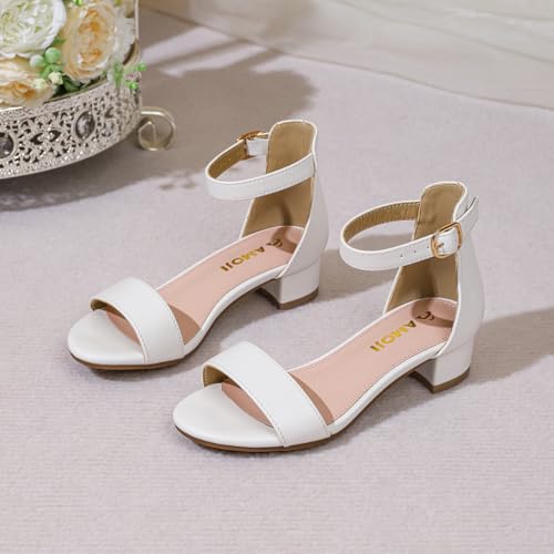 Image of Amoji Girls High Heels Kid Ankle Strap Dress Shoes Wedding Party for Little Kid Big Kid 412