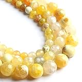 Yochus 45pcs Smooth Natural Yellow Fire Agate Beads，8mm Energy Healing Gemstone Round Loose Stone Beads for Jewelry Making DIY Bracelet Necklace Earrings