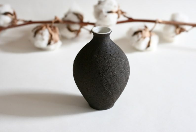 【Dark Style Handmade Ceramic Small Flower Vase】 Mini Wabi-Sabi Style High-Class Flower Container Modern Simple Decor Item - Image 4