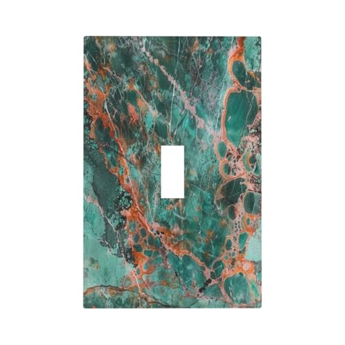 OILbiexn Decorative Switch Plate Cover Luxury Emerald Green Marble Print 1 Gang Wall Plate Unique Single Toggle Light Switch Covers Artistic Jumbo...
